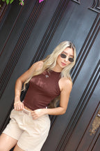 Set Short Nude y top Café