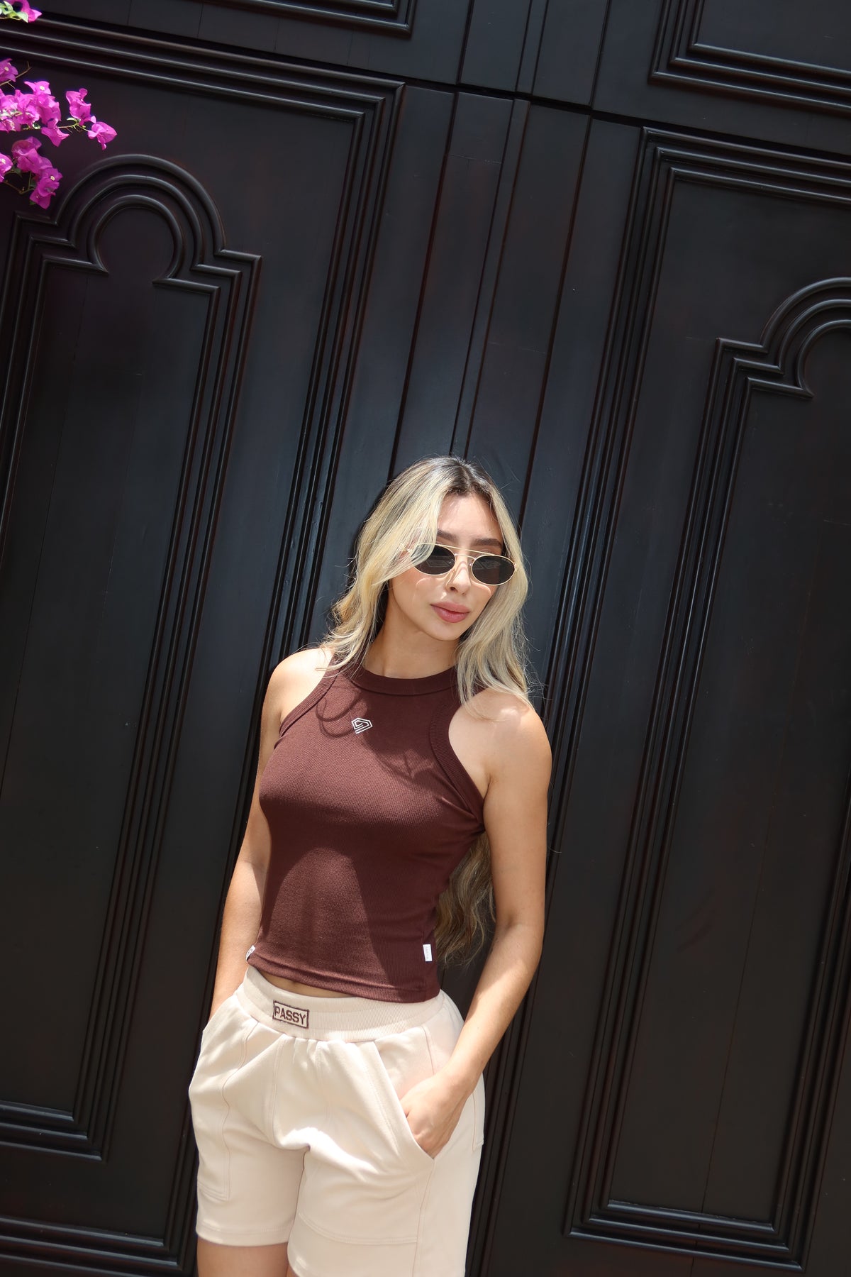 Set Short Nude y top Café
