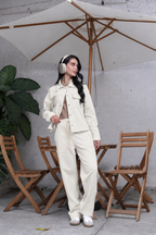 Set Aura Marfil De Chaqueta y Sudadera Bota Recta