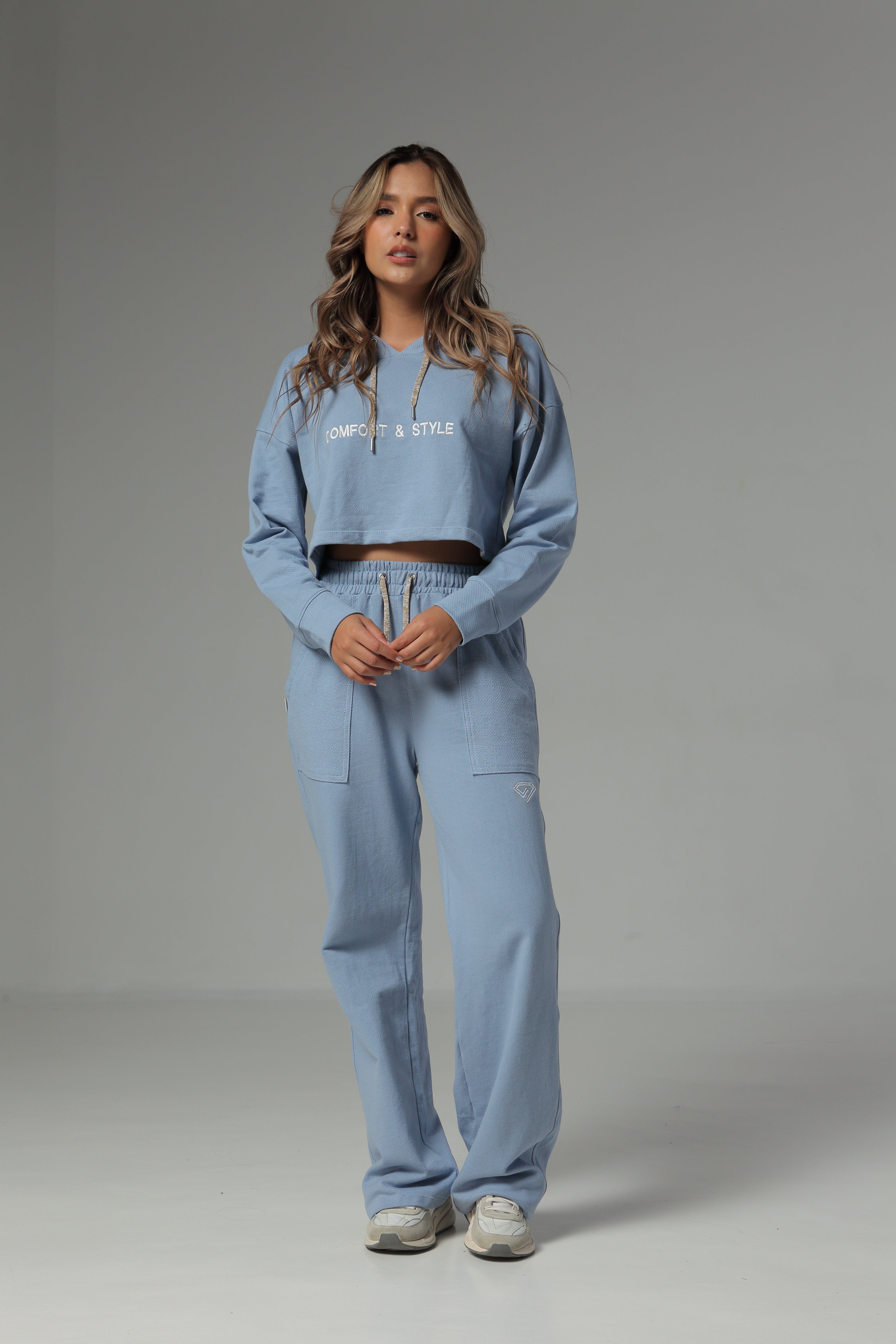 Set De Buzo Y Sudadera Bota Recta Color Azul Para Mujer