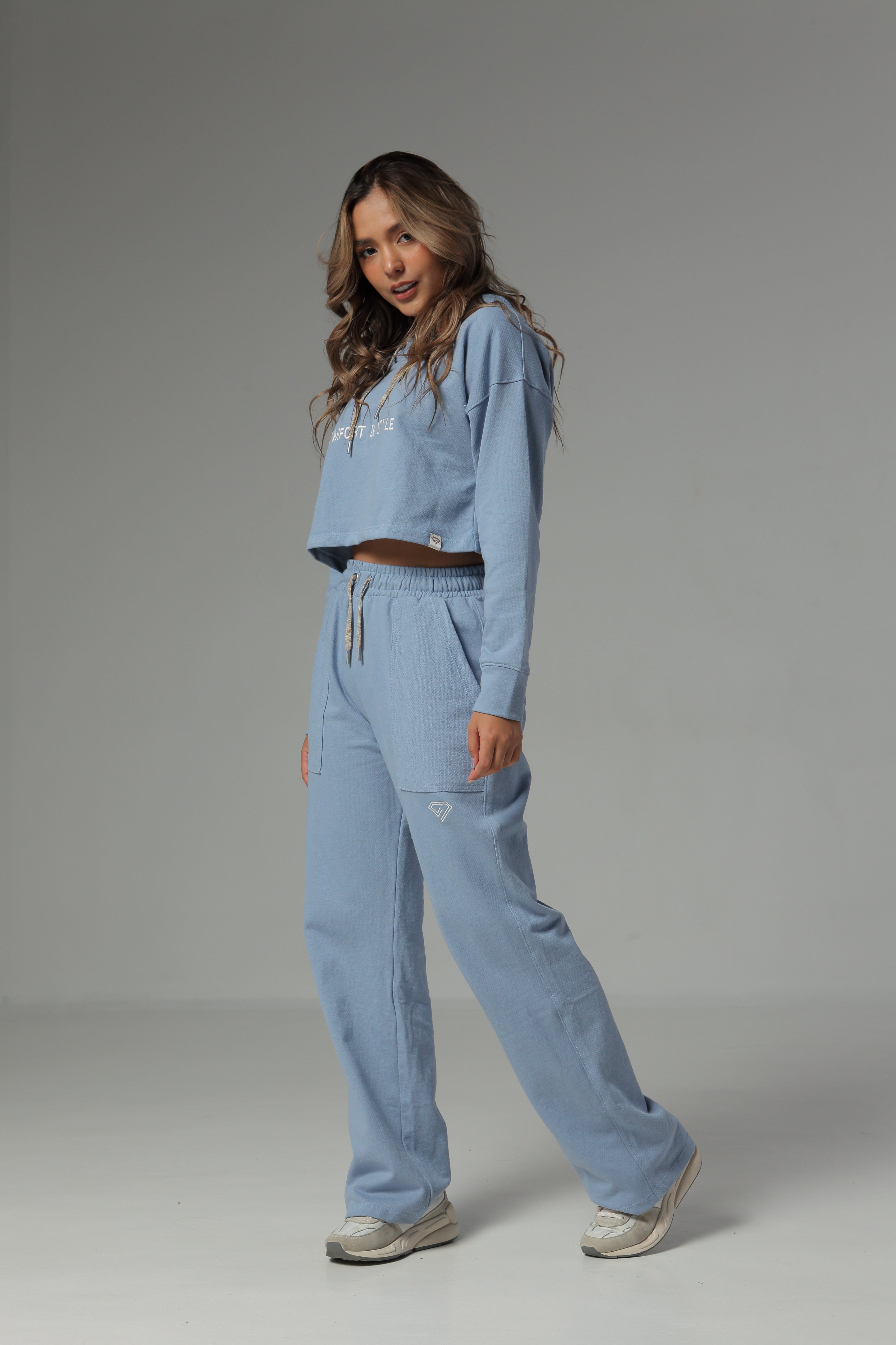 Set De Buzo Y Sudadera Bota Recta Color Azul Para Mujer