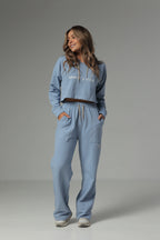 Set De Buzo Y Sudadera Bota Recta Color Azul Para Mujer