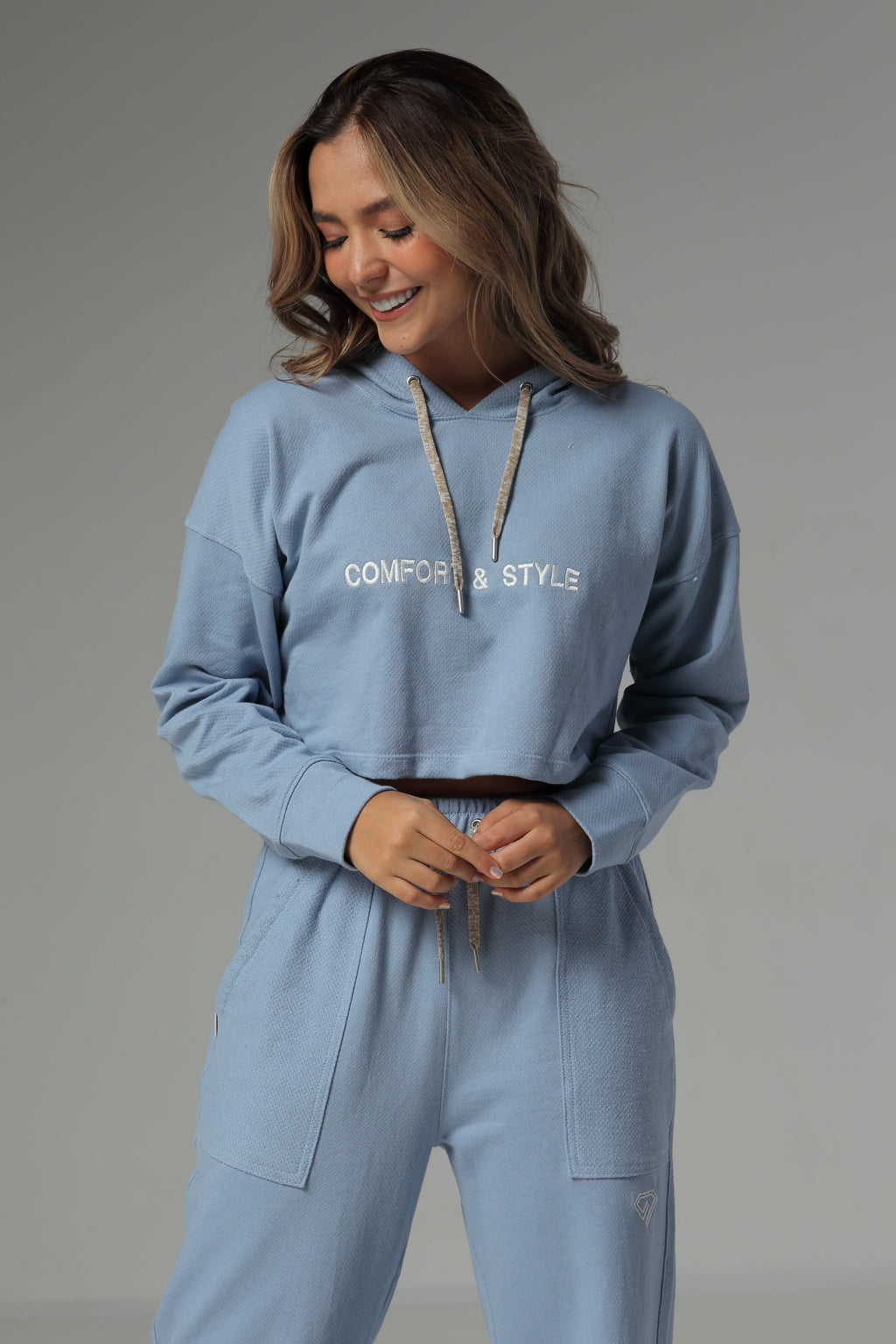 Set De Buzo Y Sudadera Bota Recta Color Azul Para Mujer