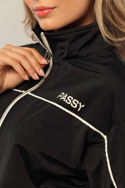 SET NEGRO PARA MUJER DE BUZO Y SUDADERA BOTA RECTA
