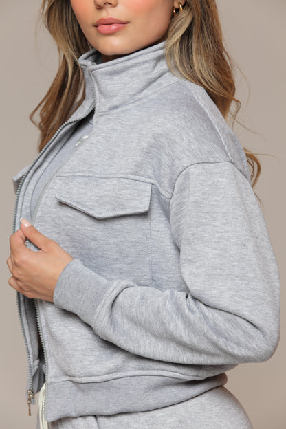 CONJUNTO PARA MUJER DE BUZO Y JOGGER COLOR GRIS JASPED