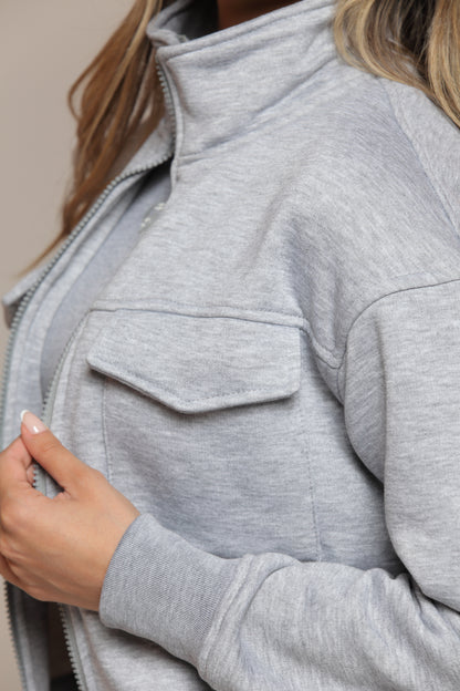 CONJUNTO PARA MUJER DE BUZO Y JOGGER COLOR GRIS JASPED