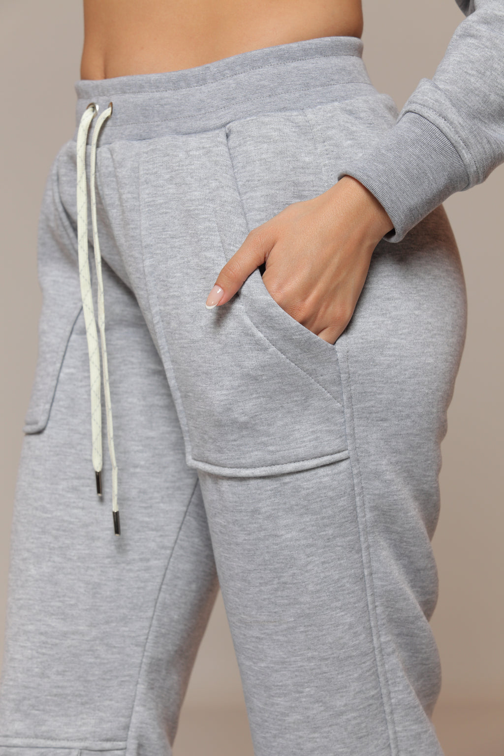 Set Para Mujer De Buzo Y Jogger Color Gris Jaspeado