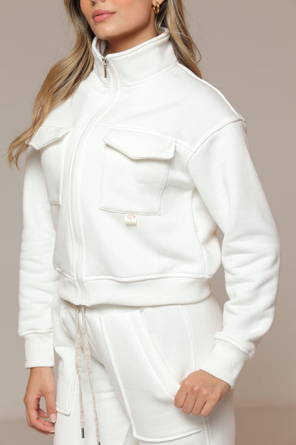 CONJUNTO PARA MUJER DE BUZO Y JOGGER COLOR MARFIL
