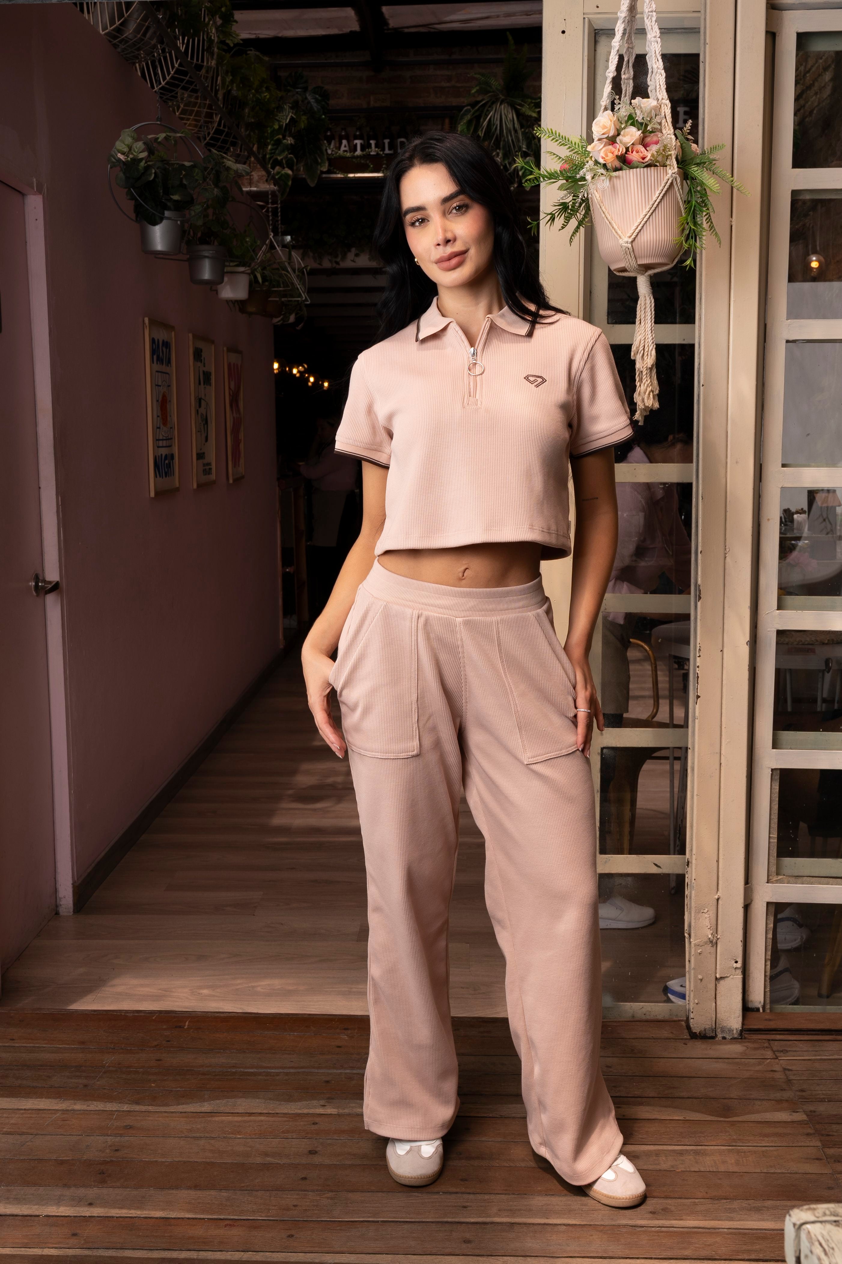 Set Armonía Rosado De Polo Y Sudadera Bota Recta