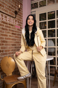 Set Esencia Amarillo Pastel De Chaqueta  y Sudadera Bota Recta