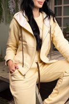 Set Esencia Amarillo Pastel De Chaqueta  y Sudadera Bota Recta