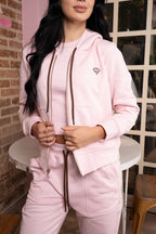 Set Esencia Rosado De Chaqueta y Sudadera Bota Recta