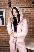 Set Esencia Rosado De Chaqueta y Sudadera Bota Recta