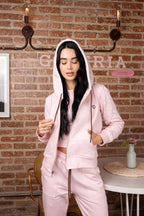 Set Esencia Rosado De Chaqueta y Sudadera Bota Recta