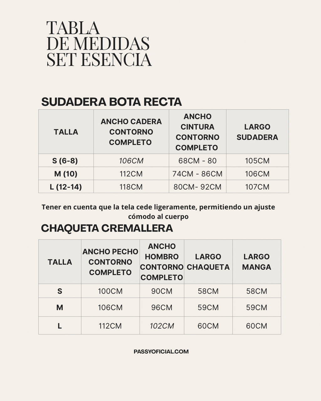 Set Esencia Arena De Chaqueta y Sudadera Bota Recta
